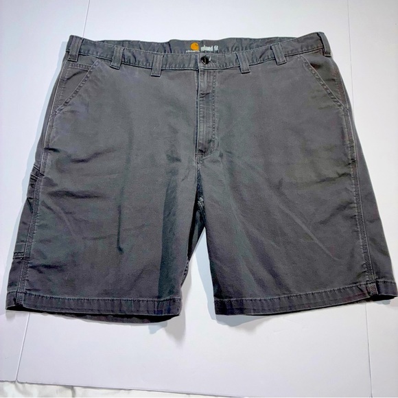 Carhartt Shorts Mens 46 Gray Relaxed Fit Canvas Work Rugged Flex Workwear Logo - Picture 1 of 7